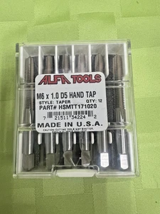 NEW ALFA Tools HSMTT171020 6 X 1.0MM HSS USA TAPER TAP 12/pack FAST FREE SHIP - Picture 1 of 7