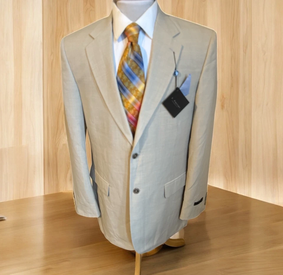 J Ferrar Suit Jacket Mens Size 42L Modern Fit Tan Plaid NEW Sport Coat Blazer - Image 1 of 4