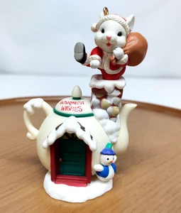 Vintage 1994 Lustre Fame Santa Maus in Teekanne Kamin Weihnachtsschmuck 4" - Bild 1 von 23