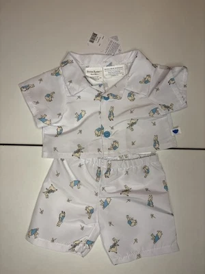 🐰 Build A Bear NUEVO Blanco Peter Rabbit Camisa y Pantalones Cortos Pijama Pijama Conjunto de Pijama Foto 1 de 2