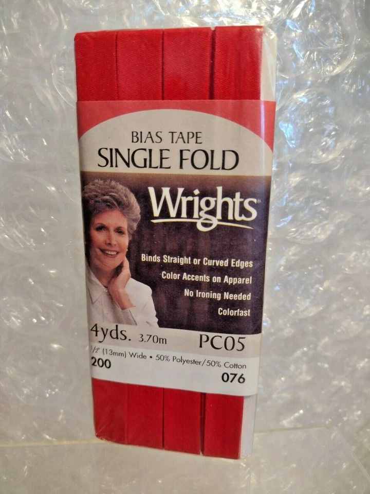 117200076 Wrights Bias Tape Single Fold 4yd Scarlet