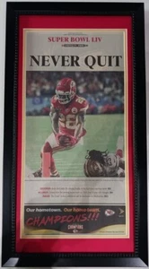 Kansas City Football 12x24 Framed Newspaper LIV "Never Quit' - Picture 1 of 1
