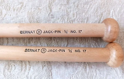 Bernat Jack-Pin No. 17 agujas de tejer de madera vintage de 14 pulgadas hechas en Inglaterra Foto 1 de 4