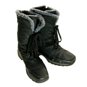 Totes Rhonda Mid-Calf Winter Lace Up Snow Boots (Womens Shoe Size 8, Black Pair) - Picture 1 of 5