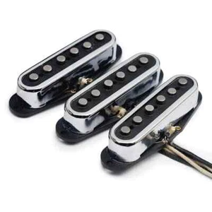Alnico 3-staggered ST-style pickups with open brass-capped fiber bobbins - Picture 1 of 10