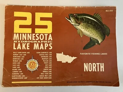 ¡¡¡GRAN ARTE Y MAPAS ANTIGUOS!!! Mapas hidrográficos de lagos de Minnesota de colección c. 1970 - norte Foto 1 de 4