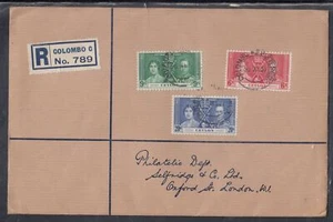 Ceylon Scott 275-7 FDC - 1937 Coronation Issue - Picture 1 of 1
