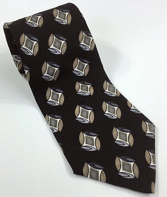 Monterey Bay Classic Collection Men's Neck Tie Black Silk Geometric 57 x 3.75 - Image 1 of 4