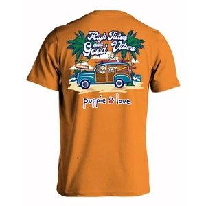 Puppie Love Dog High Tides and Good Vibes Short Sleeve T-Shirt - NEW Free Ship - Picture 1 of 7