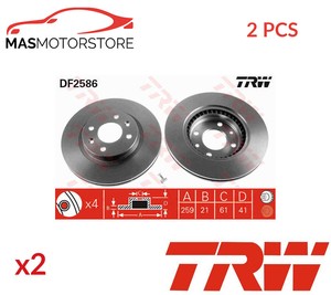 BRAKE DISCS SET PAIR FRONT TRW DF2586 2PCS G FOR RENAULT KANGOO,MEGANE I