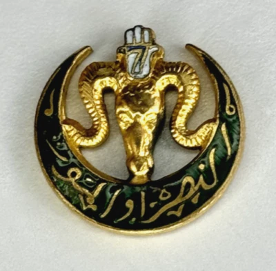 INSIGNE DE CHÉCHIA AFN 7° RTA RÉGIMENT TIRAILLEURS ALGÉRIENS d=19mm SANS FAB - Photo 1/2