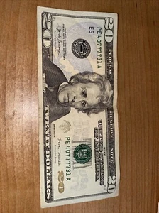 20$ Twenty Dollar Bill Serial PE 40777731 (95.2% Very Cool) - Picture 1 of 3