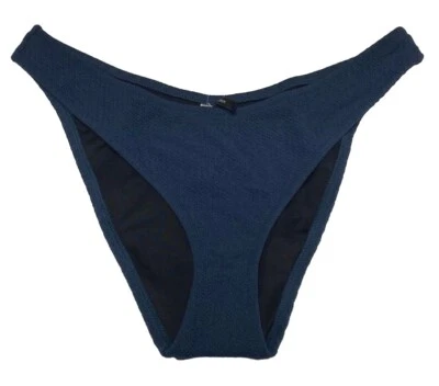 J Crew 女式海军蓝纹理 Cheeky 比基尼底部 XL 码海滩 BC050 全新带标签 — 第 1/4 张图片