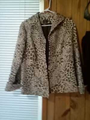 Multiples Women's Brown Beige Animal Print L Blazer Jacket - Image 1 of 4