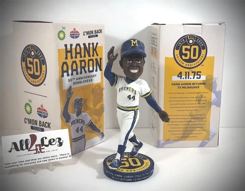 2021 MILWAUKEE BREWERS HANK AARON "1970's" 50th ANNIVERSARY SGA BOBBLEHEAD ~ NIB Cover