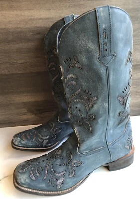 Botas vaqueras occidentales ROPER Belle metálicas punta cuadrada para mujer 11 EE. UU. Foto 1 de 4