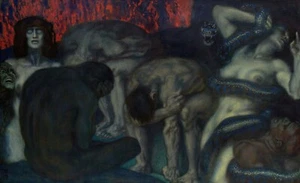 Impresión artística sobre lienzo Inferno de Franz von Stuck como HIQU - Imagen 1 de 2