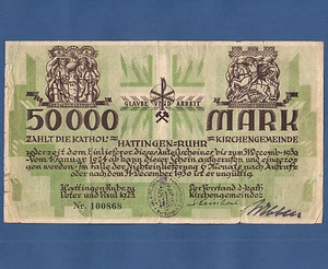 HATTINGEN Kirchengemeinde Peter und Paul 50.000 Mark 1923  IV / F - Picture 1 of 2