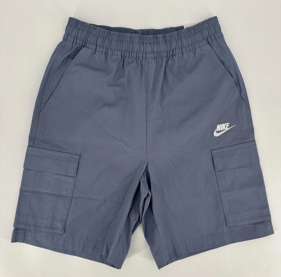 Nike Club Shorts Men's M Woven Cargo Futura Ashen Slate White FB1246-493 Read