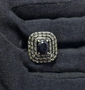 925 Sterling Silver Ring Black Tourmaline Gemstone Jewelry Size 6.5 Beautiful - Picture 1 of 12