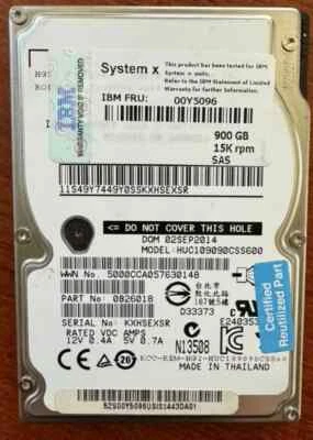 IBM 00Y5096 900 GB  15k Hard Drive - 2.5" Internal - SAS (6Gb/s SAS) - Image 1 of 2