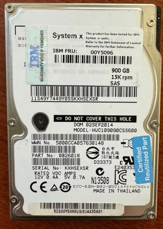 IBM 00Y5096 900 GB  15k Hard Drive - 2.5" Internal - SAS (6Gb/s SAS) - Image 1 of 2