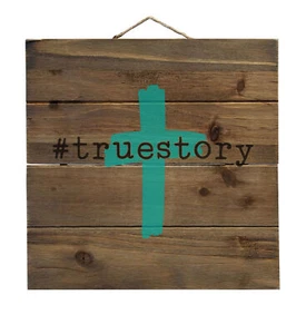 #truestory - Cross - Christian - Teal - Decorative WOOD Wall Art - Bild 1 von 4