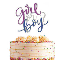 Gender Reveal Glitter Cake Topper / Girl or Boy