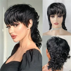 Machine Made Wig With Bangs Mullet Body Wave Glueless Hair Wigs For Women - Picture 1 of 9