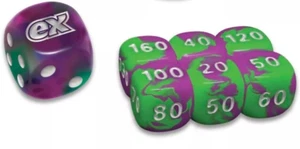 Pokemon Shrouded Fable EX Theme Dice Counters Card Game Play Items Purple Green - Picture 1 of 1