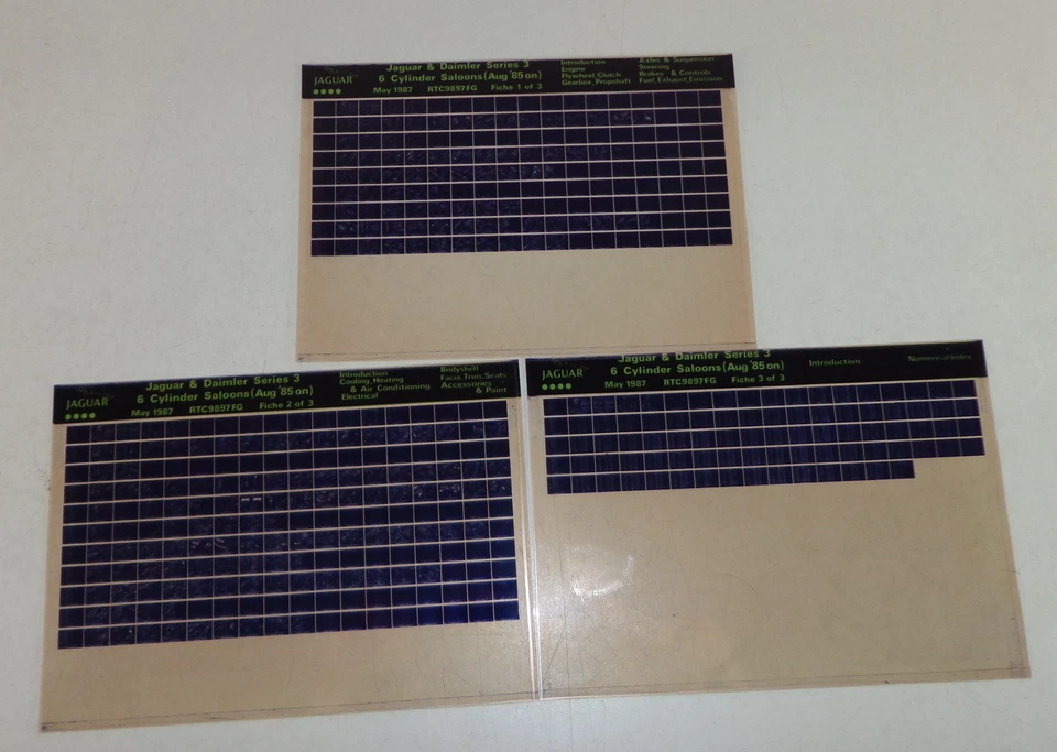 Microfiche Catalogo Ricambi Jaguar & Daimler Serie 3, 6 Zylinder Saloons Di - Immagine 1 di 1