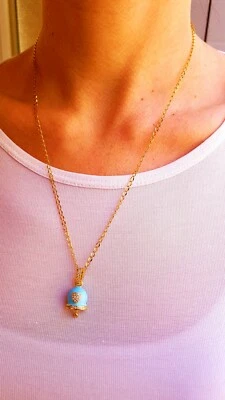 Collana Donna con Charm Campanellina Turchese con Strass - Immagine 1 di 4