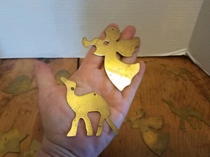 16 Vintage Brass Christmas Tree Ornaments  4 / STAR BELL ANGEL CAMEL  2 1/2"  B5 - Picture 1 of 3