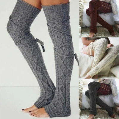 Damen Winter Lang Overknee Strick Socken Überknie Stulpen Strümpfe Kniestrümpfe - Bild 1 von 4