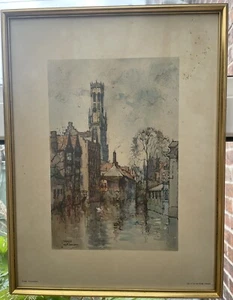 Jan Korthals Brugge Belgium Town Cathedral Vintage Art Print - Picture 1 of 7