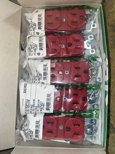 (C) (QTY 10) Bryant Duplex Receptacle 5242-RED 15A 125V N 5-15R 2P 3W⚡️ - Picture 1 of 7