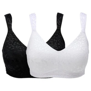Rhonda Shear 2 Pack Molded Cup Bra Jacquard Print Size Medium Black White 605.4 - Picture 1 of 10