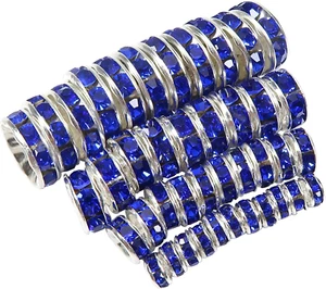 400Pcs Rondelle Spacer Beads 4Mm 6Mm 8Mm 10Mm Silver Plated Crystal Rhinestone L - Picture 1 of 7