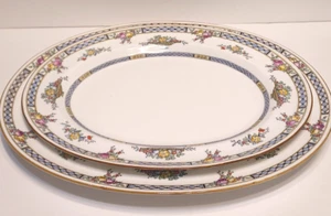 Platos para servir vintage ovalados Strathmore multicolor con borde dorado floral - Juego de 2 - Imagen 1 de 14