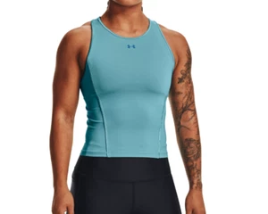 Under armour Tank Top Womens Medium Fitted UA HeatGear Training Sky Blue - Picture 1 of 4