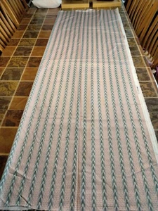 Tela de tapicería estampado algodón liso malva/verde azulado patrón art deco de colección, 76"Lx53"W - Imagen 1 de 10