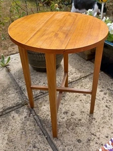 Vintage Danish style 1970s Side Table Round Folding Plant Stand - Picture 1 of 6