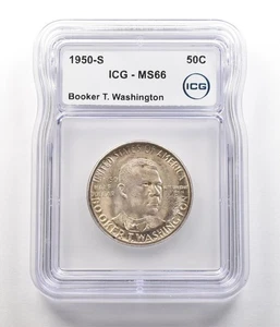 1950-S Booker T Washington Commemorative Half Dollar MS66 ICG *6786 - Picture 1 of 3