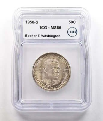 1950-S Booker T Washington Commemorative Half Dollar MS66 ICG *6786 - Image 1 of 3