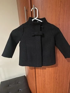 J. Crew Girls' sparkle wool-blend bow coat size 3 black - Picture 1 of 4