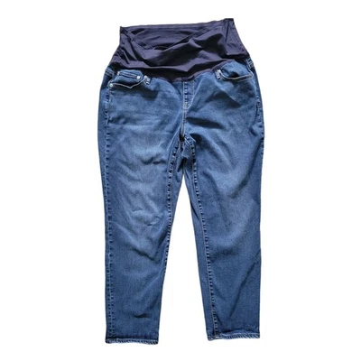 GAP Maternity Best Girlfriend Soft Wear Full Panel Dark Wash Crop Jeans Sz 34R - Image 1 of 4