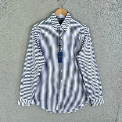 NOVA Camisa Polo Ralph Lauren Popeline Masculina Listra Azul Média Ajuste Personalizado Camisa Esportiva - Imagem 1 de 4