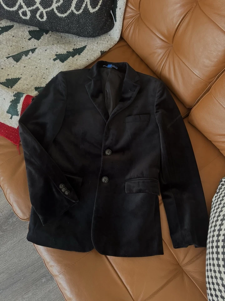 Blazer Traje Chaqueta Perry Ellis Boy Negro Terciopelo Talla 10 Foto 1 de 3