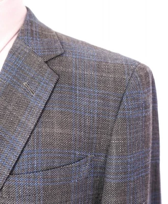 $995 ZEGNA For BARNEYS NY - Wool/Silk/Linen Gray Blue Blazer - 42L - Image 1 of 4