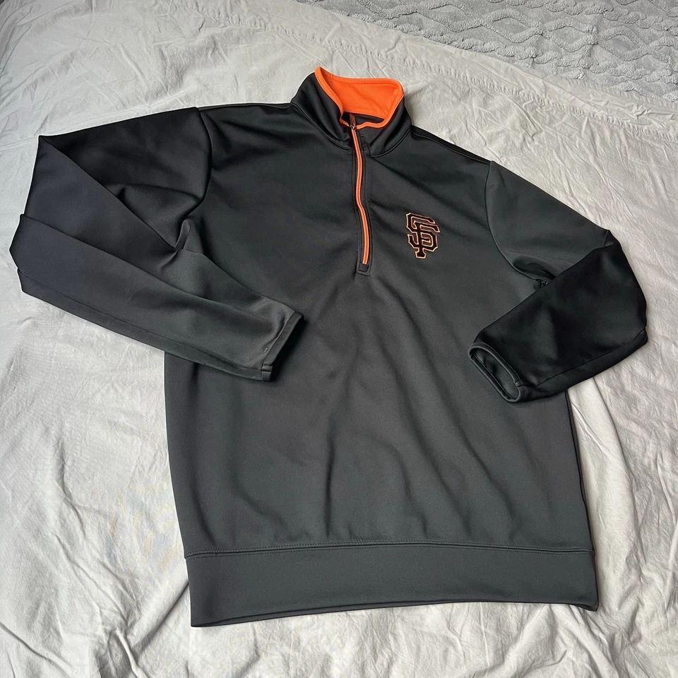 Suéter Pullover Antigua San Francisco Giants Para Hombre Mediano Negro Naranja 1/4 Cremallera Foto 1 de 4